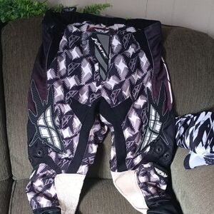 Black and White Graphic Motocross Pants